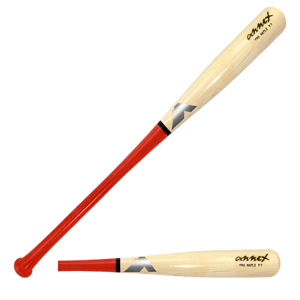 Annex Model Y7 Maple Wood Baseball Bat (Youth) (Lumberjack Red Handle/Clear Coat Barrel, 28-Inch/25-Ounce)