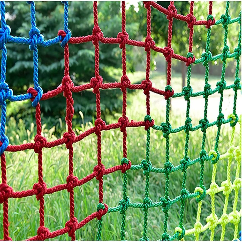 TZLGMDER Children's Climbing net Rope Mesh Stair Mesh, Outdoor Climbing Rope Mesh, Colourful Cargo Mesh for Indoor and Outdoor Sports Stair Balcony(2 * 3m(6.6 * 9.9ft))