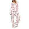 Miqil Women Christmas Pajamas Set Xmas Feather Trim Long Sleeve Button Down Shirt High Rise Pants 2Pc Pj Loungewear (White Tree, L) view 1