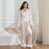 Miqil Women Christmas Pajamas Set Xmas Feather Trim Long Sleeve Button Down Shirt High Rise Pants 2Pc Pj Loungewear (White Tree, L) view 3