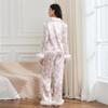 Miqil Women Christmas Pajamas Set Xmas Feather Trim Long Sleeve Button Down Shirt High Rise Pants 2Pc Pj Loungewear (White Tree, L) view 4