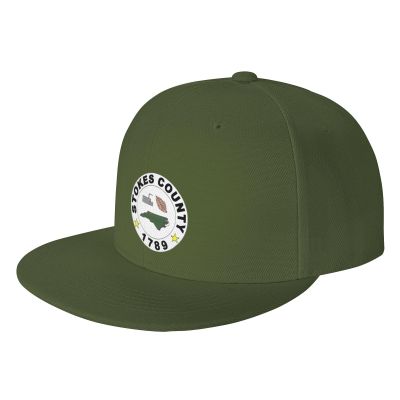Stokes County Seal Snapback Hats for Men Women Baseball Cap Adjustable Flat Bill Sun Hat Moss Green