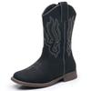 Ahannie Kids Cowboy Boots Boys Girls Square Toe Mid-Calf Cowgirl Western Boots with Side Zipper (Toddler/Little Kid/Big Kid)(Black-5) view 1