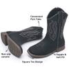 Ahannie Kids Cowboy Boots Boys Girls Square Toe Mid-Calf Cowgirl Western Boots with Side Zipper (Toddler/Little Kid/Big Kid)(Black-5) view 4