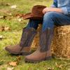 Ahannie Kids Cowboy Boots Boys Girls Square Toe Mid-Calf Cowgirl Western Boots with Side Zipper (Toddler/Little Kid/Big Kid)(Brown/Tan-3) view 2