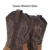 Ahannie Kids Cowboy Boots Boys Girls Square Toe Mid-Calf Cowgirl Western Boots with Side Zipper (Toddler/Little Kid/Big Kid)(Brown/Tan-3) view 3