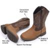 Ahannie Kids Cowboy Boots Boys Girls Square Toe Mid-Calf Cowgirl Western Boots with Side Zipper (Toddler/Little Kid/Big Kid)(Brown/Tan-3) view 4