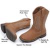 Ahannie Kids Cowboy Boots Boys Girls Square Toe Mid-Calf Cowgirl Western Boots with Side Zipper (Toddler/Little Kid/Big Kid)(Brown-3) view 4
