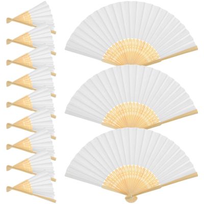 FUNOMOCYA DIY Chinese Style Hand Fan 12pcs Blank Paper Folding Fans for Drawing Painting Calligraphy Vintage Decorative Handheld Fans