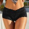 Women's Seamless Boy Short Panties Lace High Waisted Stretch Briefs Breathable Cheeky Underwear Lady Bikini Hipsters Black view 2