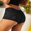 Women's Seamless Boy Short Panties Lace High Waisted Stretch Briefs Breathable Cheeky Underwear Lady Bikini Hipsters Black view 3