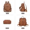 WYFJNX Backpack Purse for Women PU Leather Backpack Ladies Fashion Handbag Designer Shoulder Bag Small Travel Bag Brown view 3