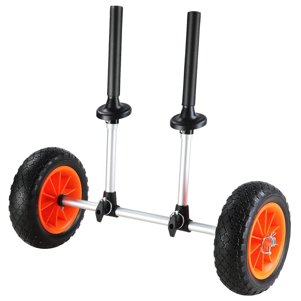 Kayak Carts, 280lbs Load Capacity Heavy Duty Kayak Cart, Detachable Canoe Trolley Cart with 10 Solid Tires, Adjustable Width and Top Foam Protection, for Kayaks with Drain Holes of 2.54cm and Above