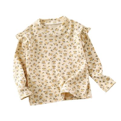 Kids Polka Dot Blouse Shirt Toddler Girls Long Sleeve Ruffle Top Girls Ribbed Shirts Fall Baby Girl (Yellow, 4-5 Years)