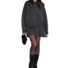 2024 Autumn New Solid Color Casual College Style Knit Dress Set 2-Piece Sweater Set Long-Sleeve Top & Mini Skirt (Dark Gray,M) view 1