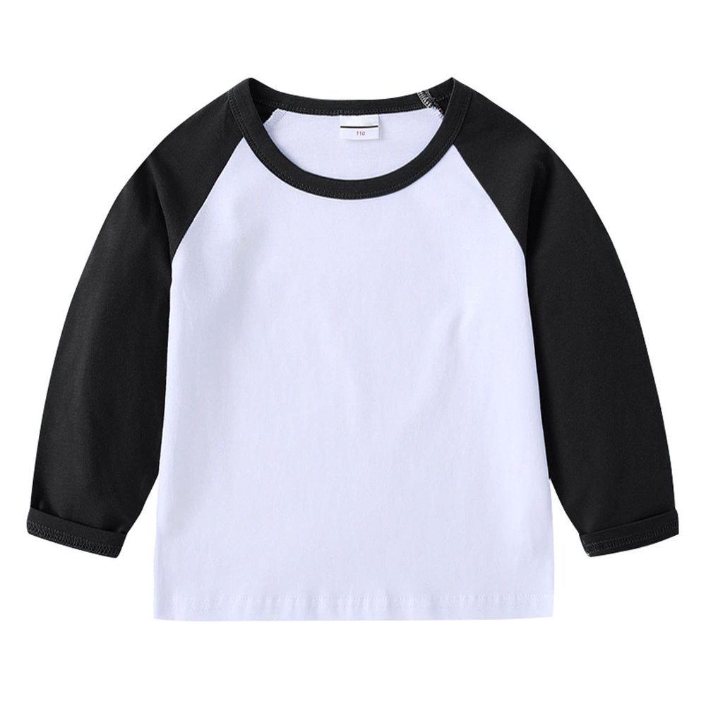 Baby/Toddler Boy Long Sleeve Shirt Basic Tshirt Tops Light Undershirt Color Block Casual Tees for (Black, 18-24 Months)