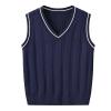 Boys Girls V Neck Knitted Sleeveless Pullover Sweater Vest Toddler Classic Solid School Uniform Knit (Navy, 2-3 Years) view 1