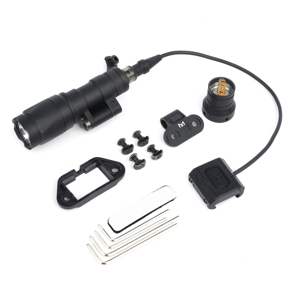 NECARL M340 540 Lumens Tactical Flashlight with 2 Rotating Bases, with Push Button & Remote Pressure Switch, Light & Pressure Switch Mount Fit for 20mm Picatinny Mlok/Keymod Rail