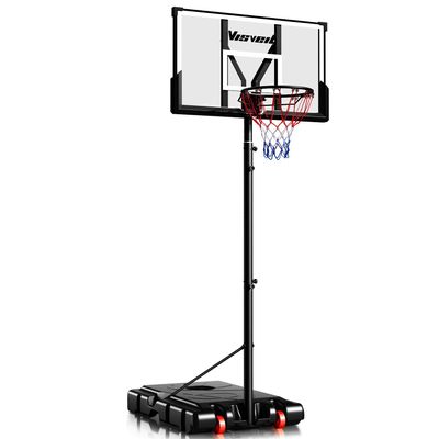 Basketball Hoop,Portable Basketball Hoop System for Outdoor, Adjustable Height 5.7-10ft 45in Backboard Basketball Goal for Kids Teen and Adult Midnight Black