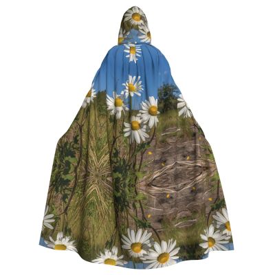 KOUUIP Daisy Flowers in Different Featured Framed Print Adults Hooded Cloak With Halloween Christmas Witch Cape Robe Costume Party Supplies Cope