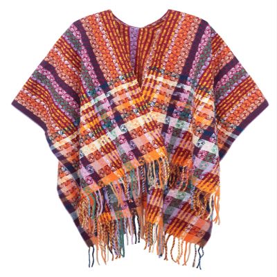 Urban CoCo Womens Vintage Knit Shawl Wraps Open Front Poncho Cape for Fall Winter(Red,One size)
