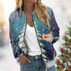 JWNYJFB Christmas Jacket for Women Funny Snowman Printed Xmas Holiday Outfits 2024 Plus Size Zip Up Long Sleeve Winter Fashion Quilted Cardigan Coat 02Blue, XX-Large view 4