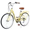BALINGE 24 Inch Girls Cruiser Bike 24 Inch Beach Cruiser Bike for WomenCity Hybrid Bike 7 Speeds Bicycle Commuter Bike for Women Men,High-Carbon Steel FrameCaliper Brake, Yellow view 2
