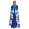 KOUUIP Witch Hat Print Adults Hooded Cloak With Halloween Christmas Witch Cape Robe Costume Party Supplies Cope  view 2
