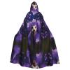 KOUUIP purple Poodle Print Adults Hooded Cloak With Halloween Christmas Witch Cape Robe Costume Party Supplies Cope  view 1