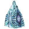 KOUUIP Mermaid Scale Print Adults Hooded Cloak With Halloween Christmas Witch Cape Robe Costume Party Supplies Cope  view 1