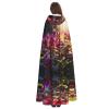KOUUIP Flower Leaves Print Adults Hooded Cloak With Halloween Christmas Witch Cape Robe Costume Party Supplies Cope  view 4