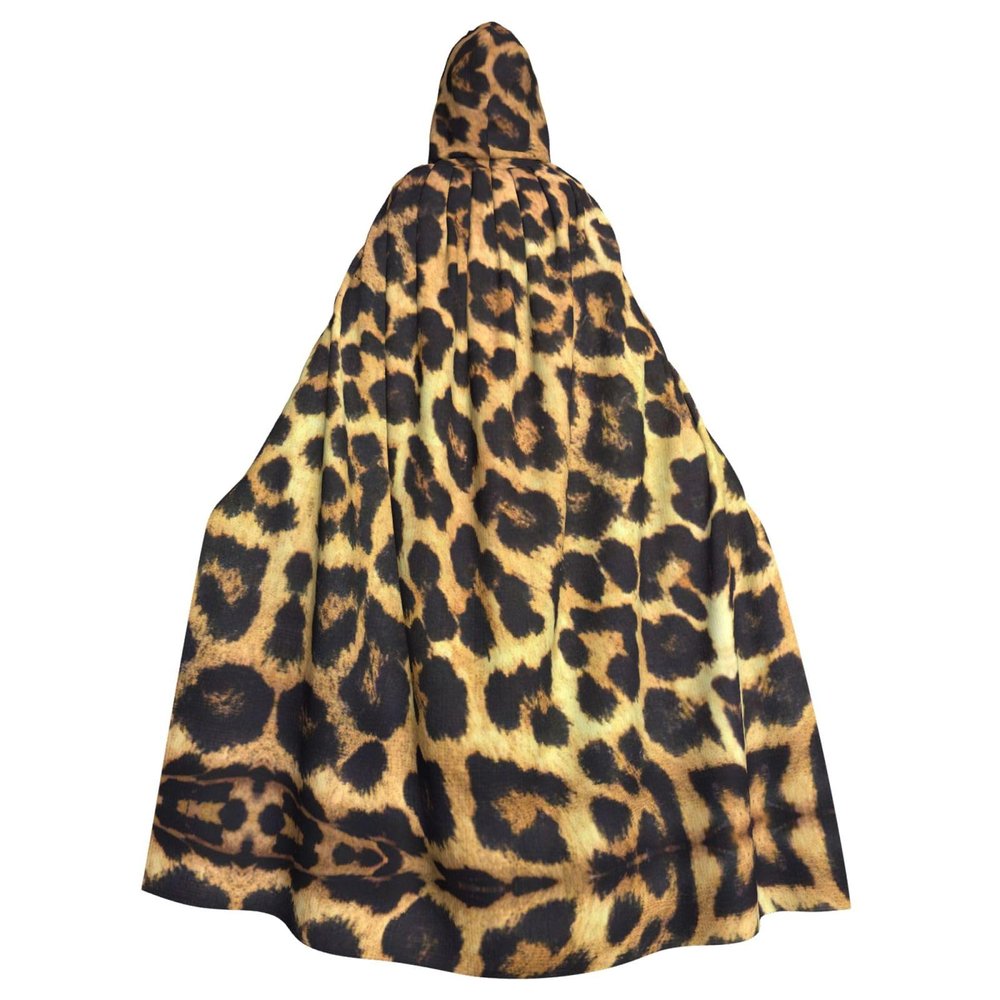 KOUUIP Leopard Print Print Adults Hooded Cloak With Halloween Christmas Witch Cape Robe Costume Party Supplies Cope