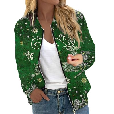 JWNYJFB Christmas Outfits for Women Funny Reindeer Printed Xmas Holiday Sweater 2024 Lightweight Zip Up Long Sleeve Winter Casual Quilted Cardigan Outerwear Cyber of Monday Deals 01Green, XX-Large