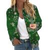 JWNYJFB Christmas Outfits for Women Funny Reindeer Printed Xmas Holiday Sweater 2024 Lightweight Zip Up Long Sleeve Winter Casual Quilted Cardigan Outerwear Cyber of Monday Deals 01Green, XX-Large view 1