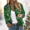 JWNYJFB Christmas Outfits for Women Funny Reindeer Printed Xmas Holiday Sweater 2024 Lightweight Zip Up Long Sleeve Winter Casual Quilted Cardigan Outerwear Cyber of Monday Deals 01Green, XX-Large view 2
