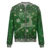 JWNYJFB Christmas Outfits for Women Funny Reindeer Printed Xmas Holiday Sweater 2024 Lightweight Zip Up Long Sleeve Winter Casual Quilted Cardigan Outerwear Cyber of Monday Deals 01Green, XX-Large view 3