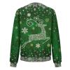 JWNYJFB Christmas Outfits for Women Funny Reindeer Printed Xmas Holiday Sweater 2024 Lightweight Zip Up Long Sleeve Winter Casual Quilted Cardigan Outerwear Cyber of Monday Deals 01Green, XX-Large view 4