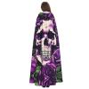 KOUUIP many Purple Rose Skull Print Adults Hooded Cloak With Halloween Christmas Witch Cape Robe Costume Party Supplies Cope  view 4