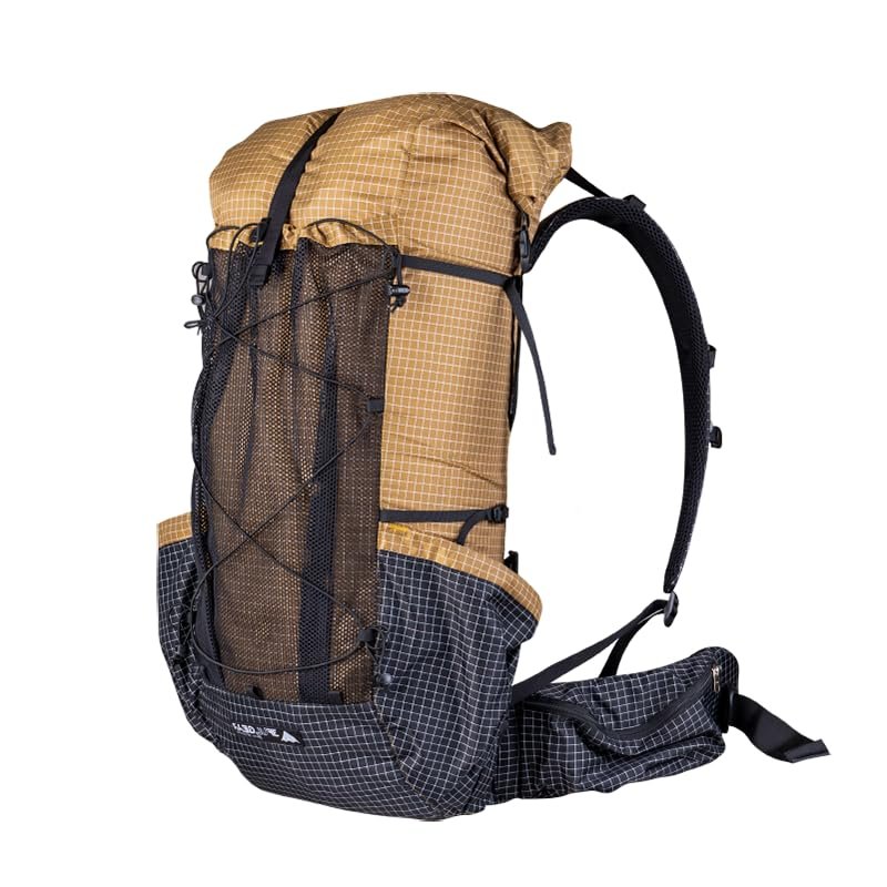 windhike 3F UL GEAR 56L Ultralight Hiking Backpack, Breathable Wear-Resistant, Tear-Resistant & Waterproof Backpack for Backpacking, Pack-Fix Trekking Poles & Moisture-proof Pads (Brown-Pro)