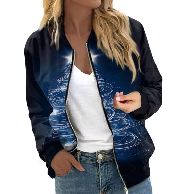JWNYJFB Womens Christmas Outfit Cute Santa Printed Xmas Holiday Sweater 2024 Oversized Zip Up Long Sleeve Winter Fashion Quilted Cardigan Coat 02Navy, X-Large