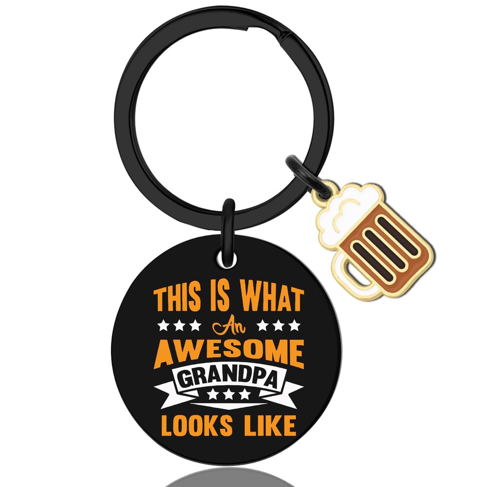 Klpoyu Grandpa Keychain Gift for Grandpa Grandfather Gifts Good Gifts for Grandpas Father's Day Grandfather Baby Announcement