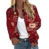 JWNYJFB Christmas Clothes for Women Cute Snowman Printed Xmas Party Sweater 2024 Oversized Zip Up Long Sleeve Winter Fashion Quilted Cardigan Outerwear Cyber of Monday Deals 01Wine, Large view 1