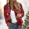JWNYJFB Christmas Clothes for Women Cute Snowman Printed Xmas Party Sweater 2024 Oversized Zip Up Long Sleeve Winter Fashion Quilted Cardigan Outerwear Cyber of Monday Deals 01Wine, Large view 2