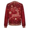 JWNYJFB Christmas Clothes for Women Cute Snowman Printed Xmas Party Sweater 2024 Oversized Zip Up Long Sleeve Winter Fashion Quilted Cardigan Outerwear Cyber of Monday Deals 01Wine, Large view 4