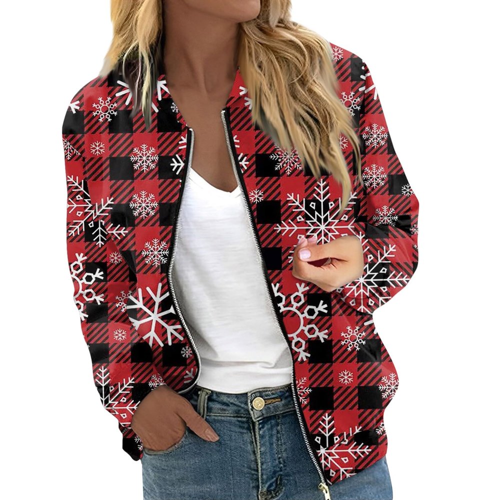 JWNYJFB Womens Christmas Outfit Funny Snowman Printed Xmas Holiday Sweater 2024 Oversized Zip Up Long Sleeve Winter Fashion Quilted Cardigan Coat 01Red, X-Large
