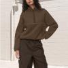 Gumipy Sherpa Jacket Women Stand Collar Quarter Zip Pullover Trendy Fleece Cropped Jacket Casual Long Sleeve Sweatshirt Tops with Pockets Comfy Winter Coats Women Lightweight Coats view 2