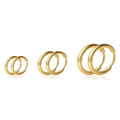 Small Hoops Earrings Sets for Multiple Piercing for Women Men,Lightweight 14K Gold Plated Hinge Huggie Hoop Earrings for Cartilage, Helix, Tragus, Sung, Earlobe Lightweight Hypoallergenic Earrings (3Pairs-Gold-Hoops Sets)