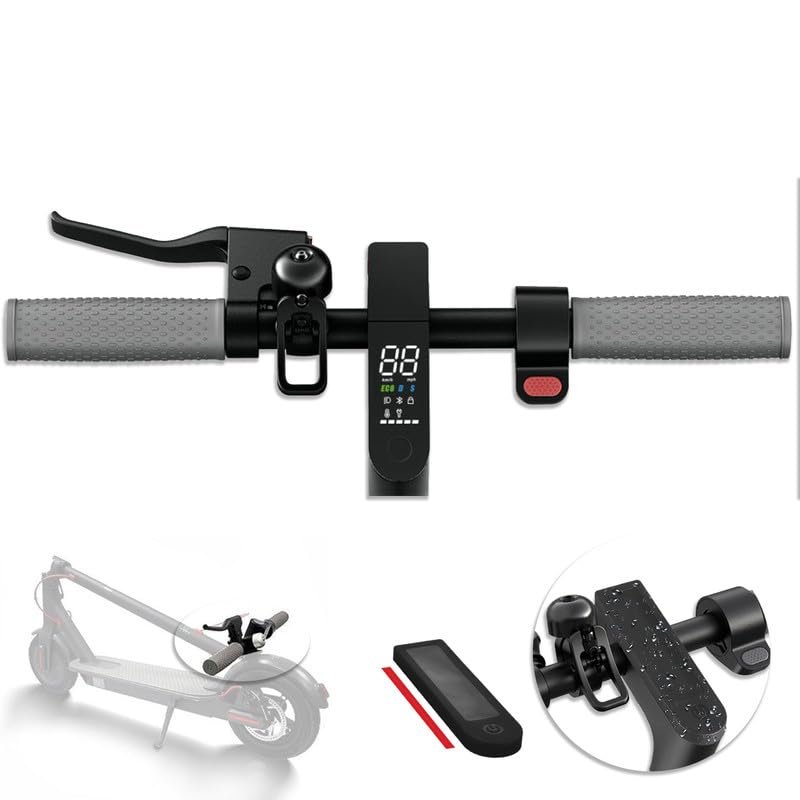 GLDYTIMES Scooter Handlebar Set Fit for Xiaomi M365/ 1S/ Pro/Pro 2, Aluminum Alloy Scooter Handle bar with Dashboard, Bell, Handbrake, Accelerator, Silicone grips