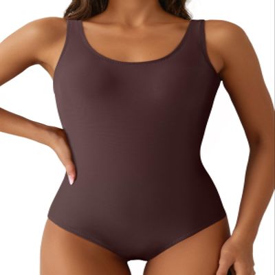 Aleumdr Women's Sexy One Piece Swimsuits for Women Criss Cross Backless Tummy Control Bathing Suits Sports Monokini Swimwear Dark Brown XX-Large