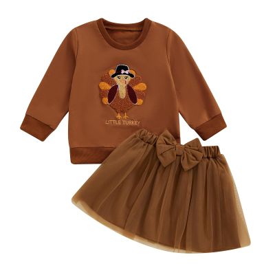 Mtsebmves Toddler Baby Girl Christmas Outfit Santa Long Sleeve Sweatshirt T-shirt and Tulle Tutu Skirts Little Girls Clothes (Coffee, 4-5T)